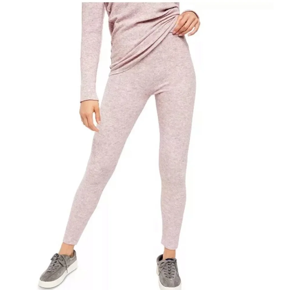 NWT Free People Think Thermal Knit Leggings -Pink - Picture 4 of 5